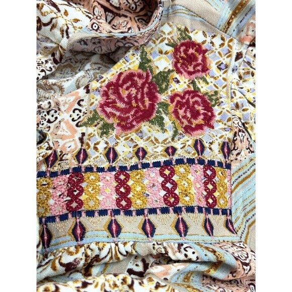 Savanna Jane Women S Floral Embroidered Peasant Top Blouse Boho Chic Cottagecore - Picture 7 of 12